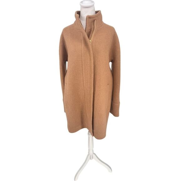 J. Crew Jackets & Blazers - J.Crew Wool Coat Sz 12 Camel Funnel Neck Cocoon Style Fall Winter EUC Classic